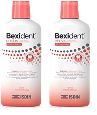 ISDIN Bexident Encías Tratamiento Coadyuvante Colutorio con Clorhexidina 0,12% + Pantenol, Coadyuvante en gingivitis y periodontitis con acción inmediata, 1 x 500ml (Paquete de 2)