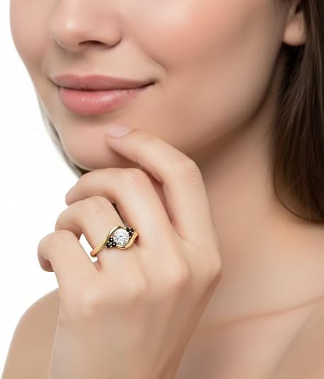 Image of 55Carat 18K Yellow Gold Plated Simulated Diamond Amethyst Round Cut Swirl Cluster Engagement Ring for Women, Wedding Anniversary Promise Fashion Jewelry Gifts, US Size 4-12.