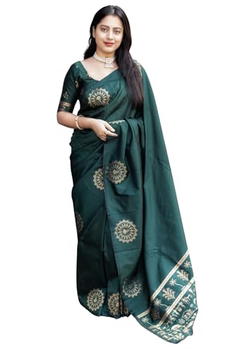 Image of SGF11 Women's Kanjivaram Soft Silk Saree With Unstitched Blouse Piece