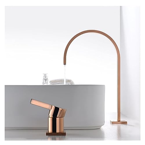 Mitigeur de salle de bain or brossé haut de gamme avec jet cascade pour vasque - 5