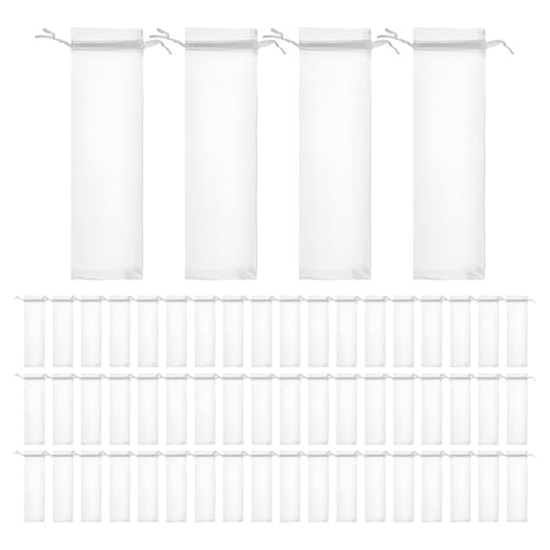 Pochon Organza Blanc avec Cordon pour Pochette Cadeau Mariage et Sac Emballage Éventail