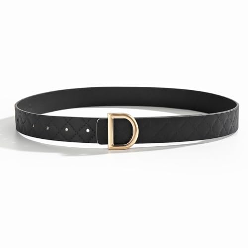 Black Leather Belts for Women Gold Fashion Buckle Belt Green Belt