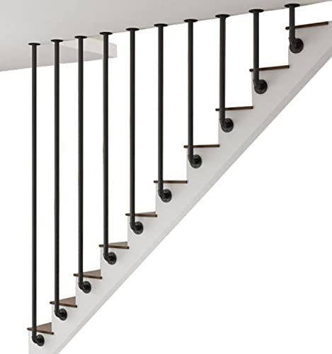 SGYSDSL Pasamanos Negro Montaje en Pared Escalera Industrial Pasamanos Barandilla Antideslizante Barra de Agarre de Acero galvanizado de Metal Barandilla de Mano Cover