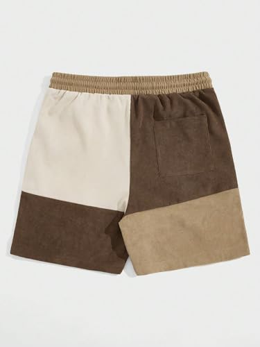 Wdirara WR19-SH2108031291899342-M-M Men'S Colorblock Drawstring Waist Corduroy Casual Shorts thumb #1