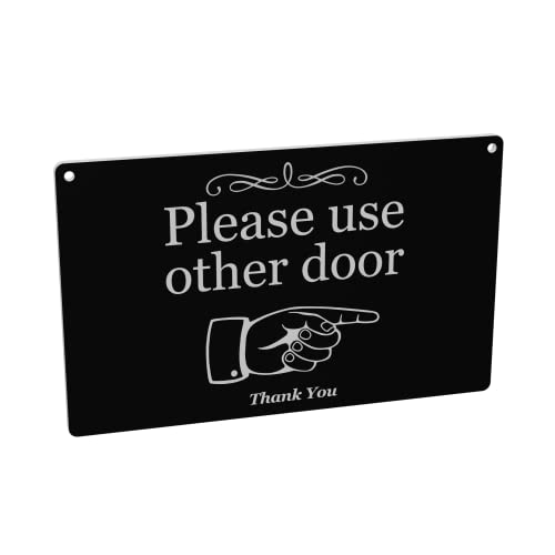Reversible | Double Sided | Black and White 'Please use Other Door' Sign - Waterproof, UV Resistant, and Suitable for Long Term Outdoor Use | High Contrast and Easy to See