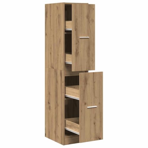vidaXL Apothekerschrank, Ausziehschrank mit Stauraum, Allzweckschrank für Wohnzimmer Büro, Nischenschrank Hochschrank Aufbewahrungsschrank, Artisan-Eiche Holzwerkstoff