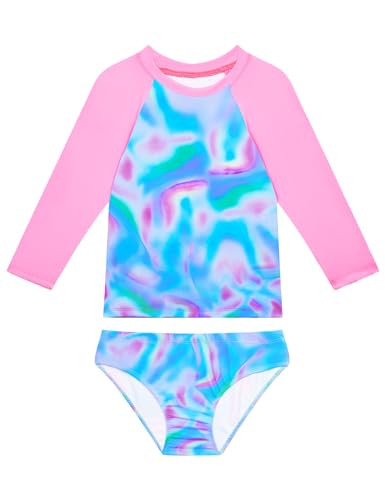 Image of Snowheart Girls Rash Guard Sets Long Sleeves Swimsuit 2 Pieces Tankini Bathing Suit Swimwear for Girls 3-12 Years