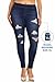 Jvini Women's Pull-On Ripped Stretchy Jeggings Jean Style Skinny Pants Dark Denim