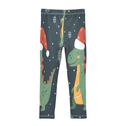Bolaz Toddler Girls Leggings Printed Yoga Pants Leggings Dinosaur Wearing Christmas Hat for Kids2
