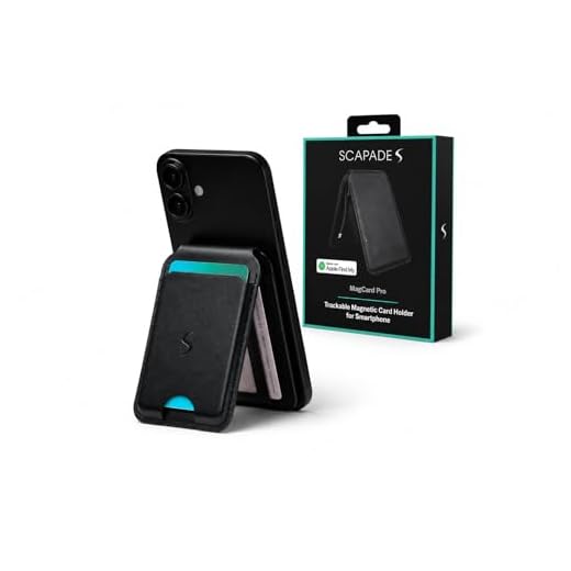 SCAPADE MagCard Pro – Magnetisches Wallet mit Apple „Wo ist?“, integriertem Ständer, 3 Kartenfächern, Leuchtanzeige, ohne ABO, schlanker Kartenhalter für iPhone 12 und Neuer