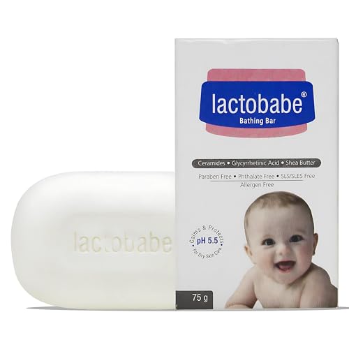 Lactobabe Bathing Bar 75g x 2 | pH 5.5 Moisturizing Bar for Baby’s Sensitive Skin | Gentle Cleansing Skin Friendly 100% Soap Free Pediatrician Recommended | Almond oil & Milk Proteins | Pack of 2
