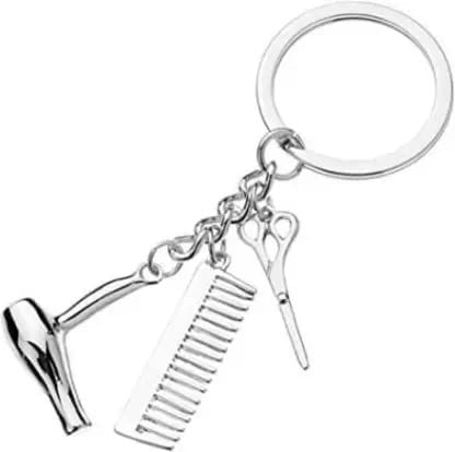 Creative Hair Dryer Comb Scissors Keychain Key Chain-image-49