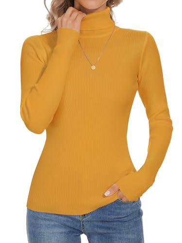 Image of Turtleneck Sweaters for Women Ribbed Long Sleeve Pullover Sweater