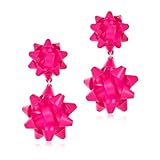 FILMOON Christmas Earrings Hot Pink Earrings Chriatmas Bow Dangle Stud Earrings for Women Party Costumes Fashion Jewelry