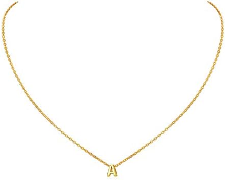 Initial A-Z Letter Choker Necklace for Women 925 Sterling Silver/Gold Plated Monogram Name Jewelry 16+2 Inch Extend Chainwith Gift Box