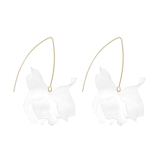 Preisvergleich Produktbild MSYOU Elegante Ohrringe Legierung einfache Lange Blumen Anhänger Stil Temperament Ohrringe Fashion Charm Damen Mädchen Geburtstag Schmuck weiß