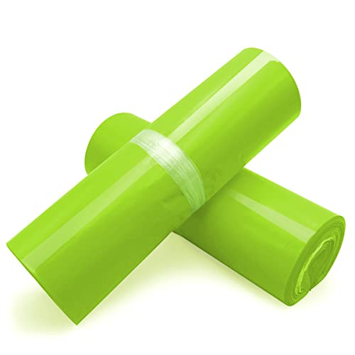 100 STK. Versandbeutel Plastik Versandtaschen, selbstklebend und Blickdicht, Versandtüten aus Plastik für Kleidung und Textilien-gelb grün weiß Versandbeutel (17*30cm/6.6*11.8 Zoll--Maca Green)