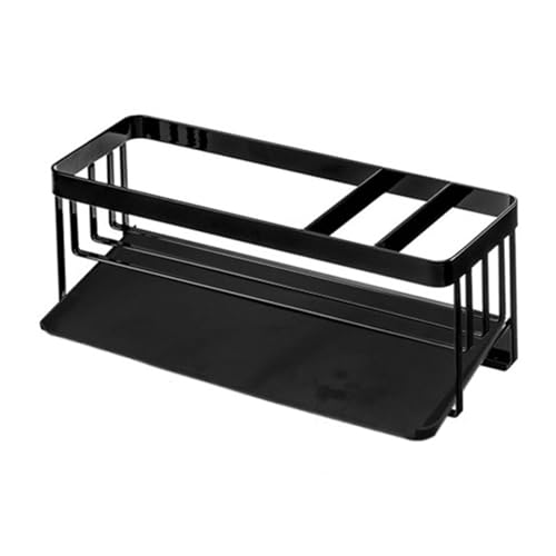 EOJDDPA Organizador para Fregadero de Cocina, Estante de Drenaje de Esponja Multifuncional para encimera, Estante Lateral para Fregadero con Bandeja de Goteo para el hogar, Cocina, baño, (Negra)