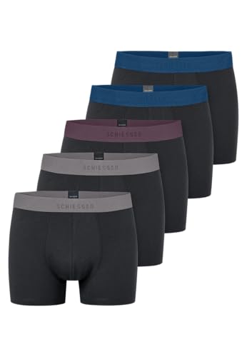 Schiesser Herren 5 Pack Boxershorts Bio Baumwolle Multipack - 95/5 Organic, Sortiert 11_183214, 5 EU