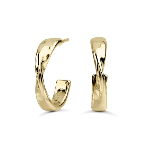 Boucles d'oreilles créoles plaquées or 18 carats effet marteau pour un éclat chic