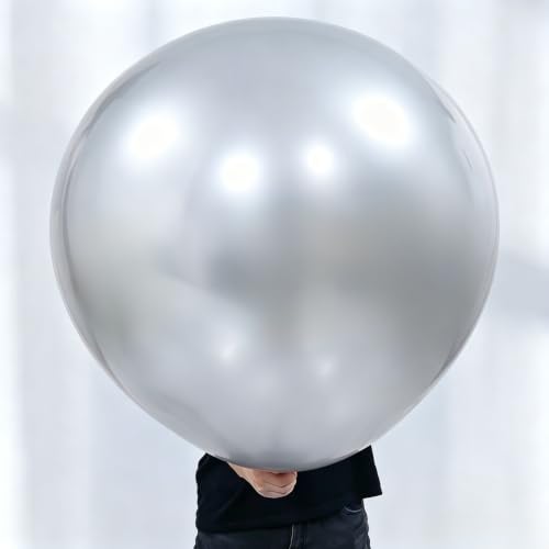 Image of KALOR Metallic Silver Giant 36 Inch 9pcs Large Latex Balloons