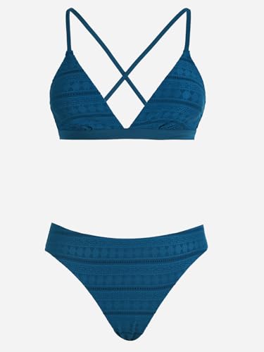 Image of CUPSHE Bikini Set for Women Two Piece Swimsuits V Neck Low Rise Crisscross Back Self Tie Spaghetti Straps