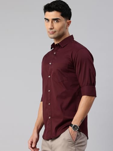 Image of Majestic Man Men's Cotton Slim Fit Solid Casual Shirt