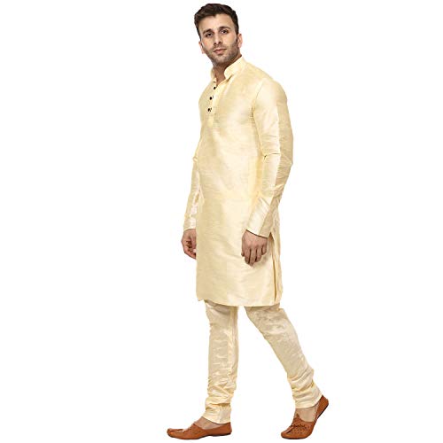 Men's Silk Plain Chinese Collar Kurta with Payjama2