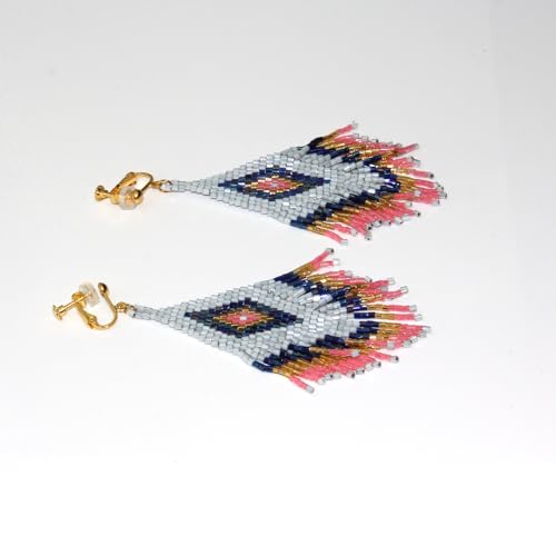 Aretes colgantes largos con borlas y cuentas para mujer miniatura 5