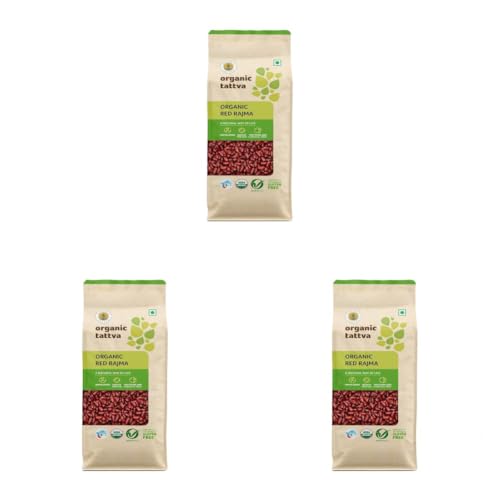Image of Organic Tattva Red Rajma 500g | Premium Whole Kidney Beans for Curry & Daily Meals | Protein-Rich Pulses for Indian Cooking (Pack of 3)