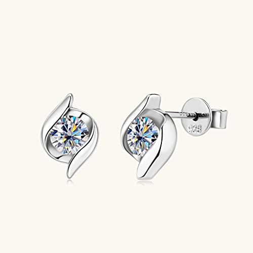 Moissanite Stud Earrings, D Color VVS1 Clarity Brilliant 925 Sterling Silver Stud Earring for Women or Men Birthday Jewelry Gifts4