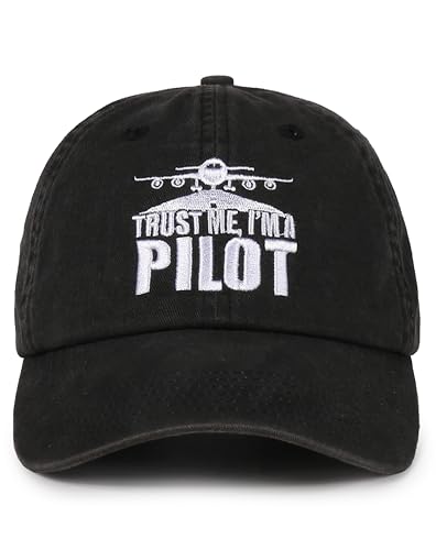 InnoBeta Pilot Gifts Cap for Men Women - Adjustable Cotton Embroidered Hat - Aviation Gift for Aviator - Trust Black