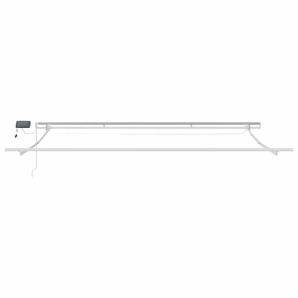 Rama markizy z listwami świetlnymi LED, biała, z aluminium, 400 x 350 cm, zwijana, z korbą, odporna na warunki atmosferyczne, do ogrodu, na taras, balkon, łącznie z montażem, zapewnia ochronę