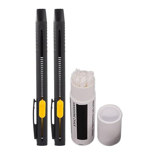 Marcador de tela lavable, juego de bolígrafos borrables por calor, 5.24 x 0.39 x 0.79 pulgadas, 2 piezas con recambios, diseño de punta fina, lápiz de bordado de precisión para artistas de costura