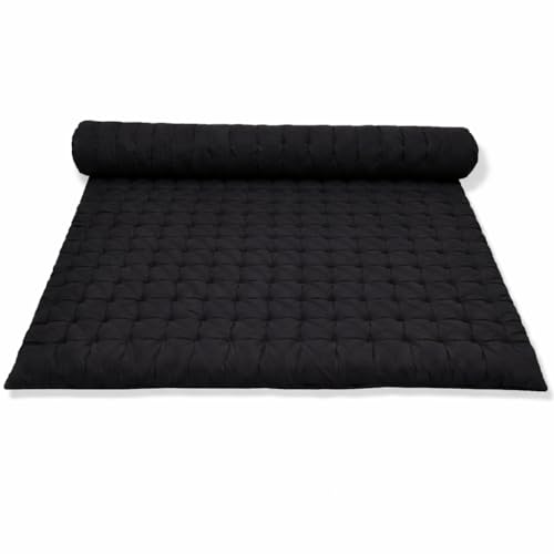 Image of ATOOTFUSION Soft Cotton Quilt | Foldable Light Weight Filled Single Firm Cotton Quilt Mattress| Gadda (Solid Coloured, 2 Sleeping Capacity, 5 x 6 ft or 72 x 60 Inches Queen) (Black)