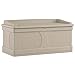 Suncast 99-Gallon Large Deck Box - Lightweight Resin Indoor/Outdoor Storage Container and Seat for Patio Cushions and Gardening Tools - Store Items on Patio, Garage, Yard - Taupe