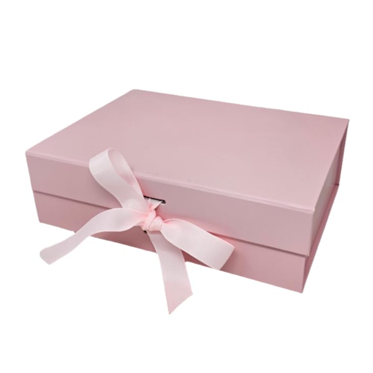 Luxury A5 Gift Boxes White L23cm x W17cm x H7cm Magnetic Closure with Changeable Ribbon Perfect for Various Occasions (Pale pink)