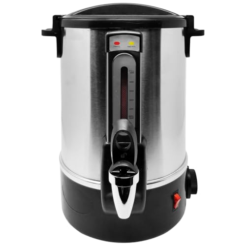 28 Cup Percolator Hot Water Dispenser, Stainless Steel, Dual Heating, Leak-Free Spout, for Tea & Coffee