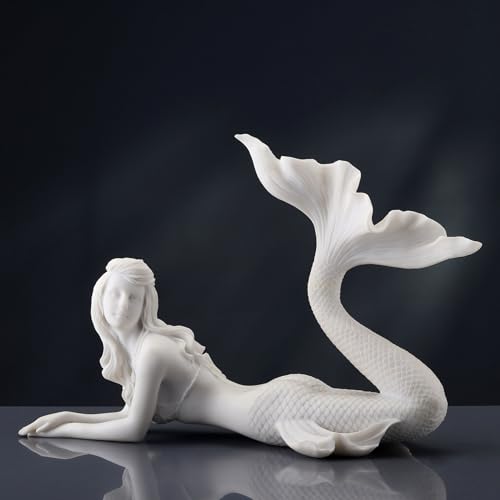 Estatua Resina Sirena Acabado Blanco Mármol 7.5 pulg miniatura 6