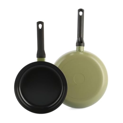 BK Enjoy Keramische Anti-aanbakpannenset, 2-delig, Ø 24/28 cm, PFAS-vrij, inductiepan, ovenvast tot 160 °C, vaatwasmachinebestendig, snelle verwarming, Cool-Touch-handgrepen, groen