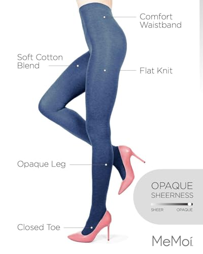 Image of MeMoi Brooklyn Flat Knit Cotton Tights for Women, Cozy and Stretchy Soft Sweater Tights - Sizes XS to 5x-6x