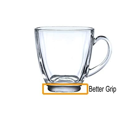 Ezalla Square Crystal Clear Toughened Glass Tea Cup with Convenient Solid Handle Cups Glass Set for Tea Coffee Beer Hot and Cold Drinks Set of 6 2