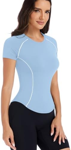 Tenbird Short Sleeve Workout Tops for Women BBL Slim Fit Athletic Gym Shirt — view 5