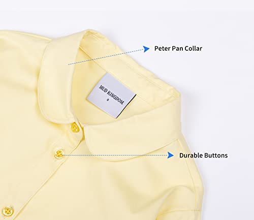 Image of LittleSpring Girls Long Sleeve Uniform Shirts Peter Pan Collar Poplin Blouse