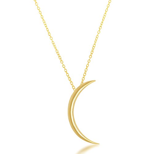 Beaux Bijoux Gold Crescent Moon Necklace - Half Moon Pendant - Gold Plated Silver