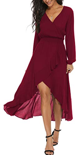 Image of Kormei Womens Short Sleeve Floral Maxi Dress High Low V-Neck Flowy Party Long Dresses
