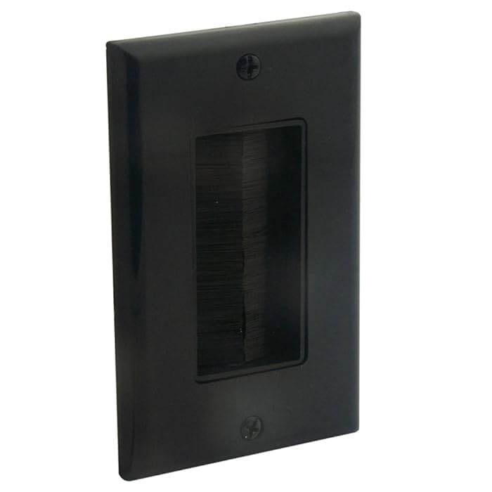 DKURVE Brush Wall Plate Cable Pass Through Insert (Single Gang) / HDTV & Home Theater Cable Management Solution/Black