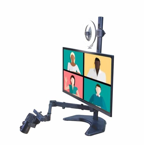 AllCast - Video Conference, Webinar and Podcast Complete System for Streamers, Vloggers & Gamers - Includes Monitor Mount, Microphone, Ring Light, Web Cam, USB Hub