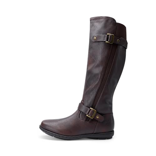 DREAM PAIRS Women's Faux Fur-Lined Knee High Winter Boots Fall Tall Boots,Size 9,Brown,TRACE