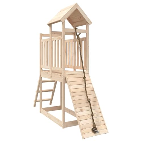 vidaXL Spielturm, Klettergerüst mit Kletterwand, Kinder Kletterturm mit Holzdach, Spiel-Zubehör für Garten, Holz Spielplatz, Massivholz Kiefer